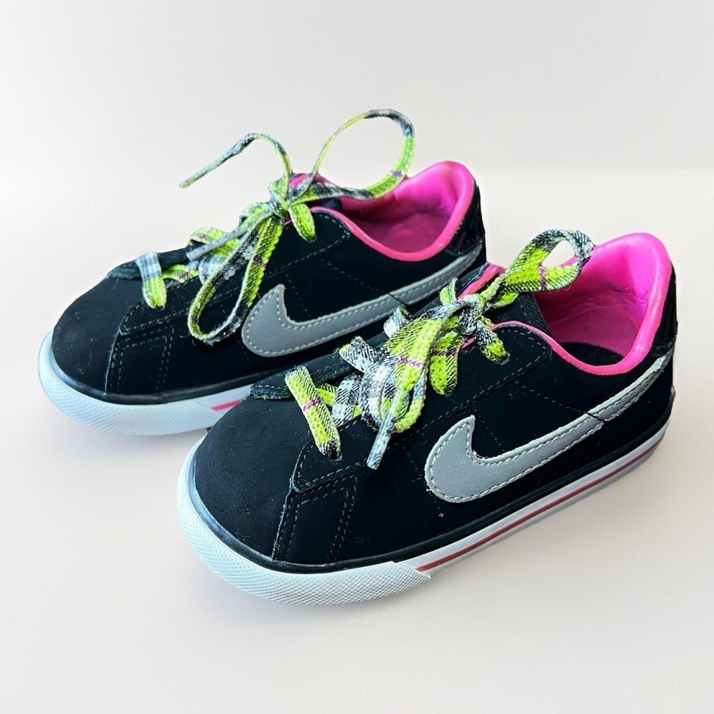 NIKE Blazer Low Toddler Sneakers Black/Pink/Lime/White Size 7C
